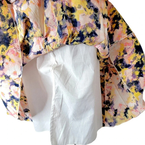 FOCUS 2000 Women's Floral Tie Dye Cotton Pleated Paneled Full Skirt Size 10 Pink - Picture 9 of 10